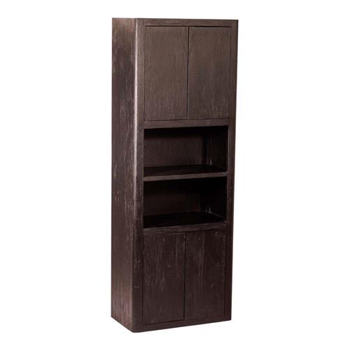 Tenna Schrank 80 cm mit 4 Türen aus Mangoholz ein schwarzer moderner Lagerschrank
