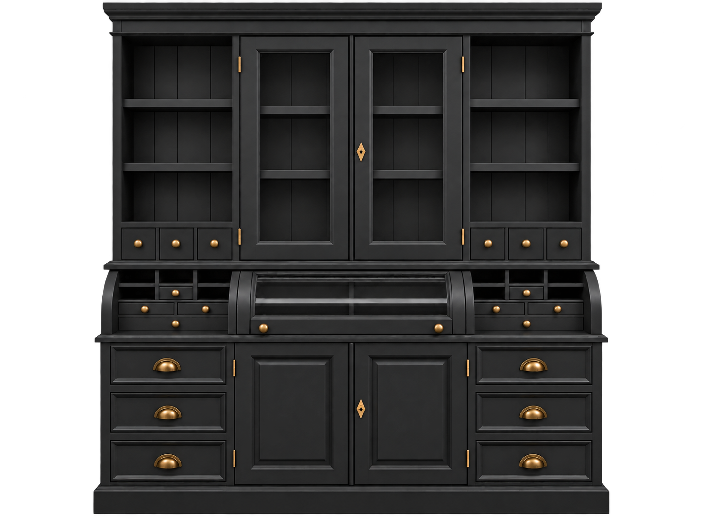 Landhaus Buffet Schrank Malta Ladenschrank schwarz 200 cm