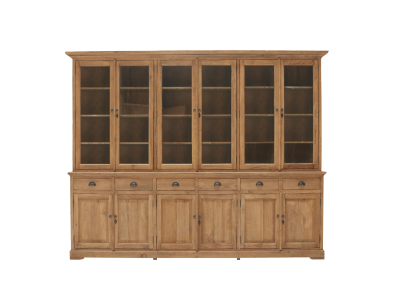 Vitrinen Schrank Brescia Teak 300cm - Geschirrschrank Teak Massivholz