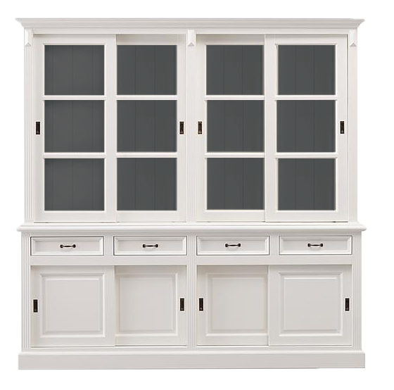 Vitrinen Schrank Vincenza weiß/dunkelgrau im Landhausstil 220 cm