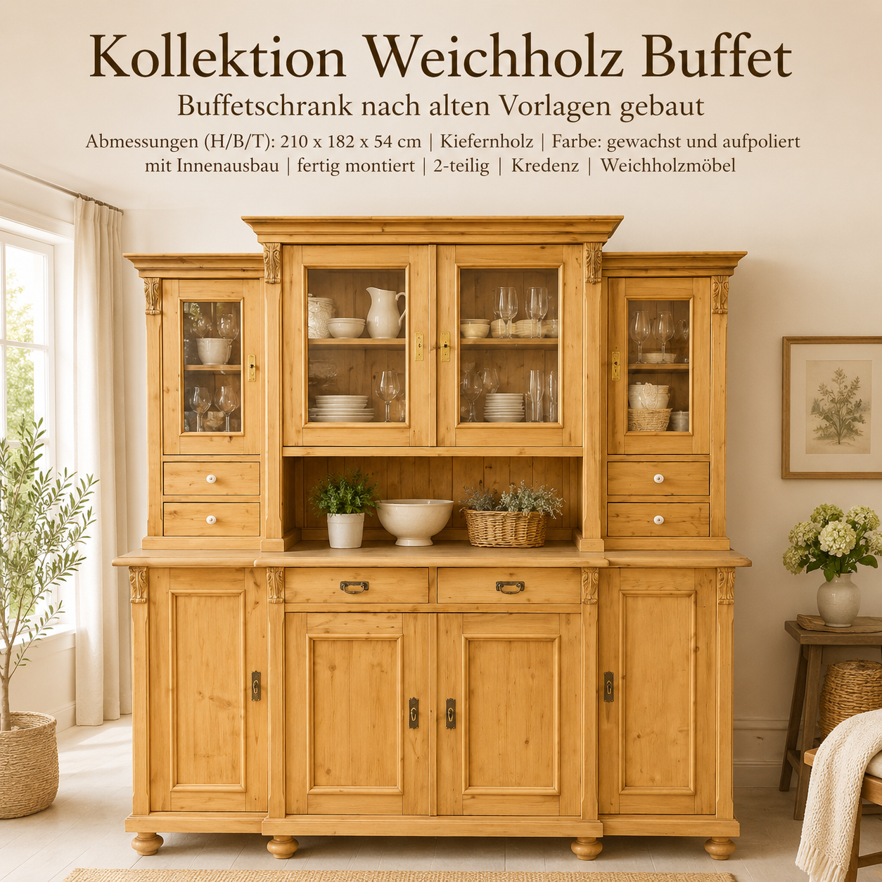 Landhaus Schrank - Küchen Kredenz - Buffetschrank
