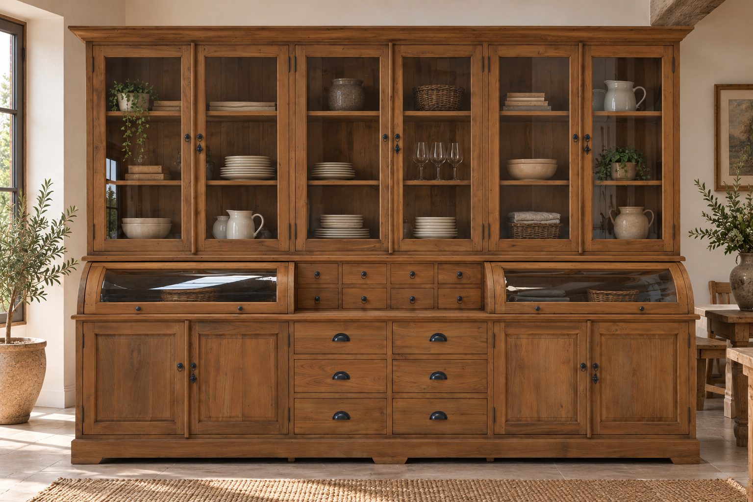 Buffetschrank Berlin 300 cm aus massivem Teakholz im Landhausstil