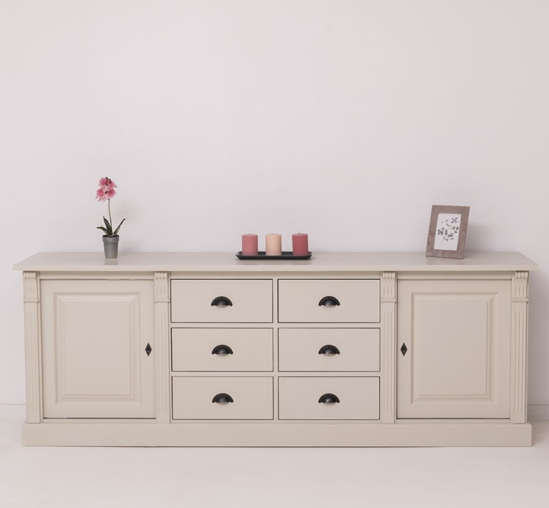 Landhaus Sideboard mit 6 Schubladen und 2 Türen - Massive Anrichte