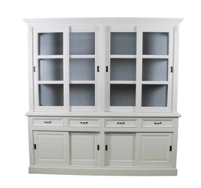 Vitrinen-Schrank Vincenza weiß/hellgrau 220 cm