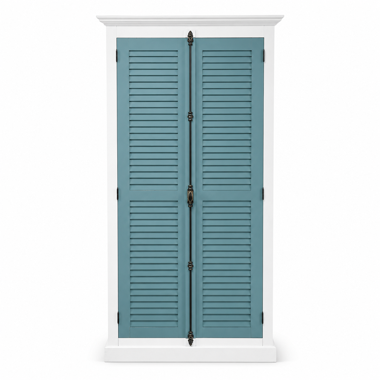 Kleiderschrank 110 cm Weiß-Hellblau – Massivholz Kiefer