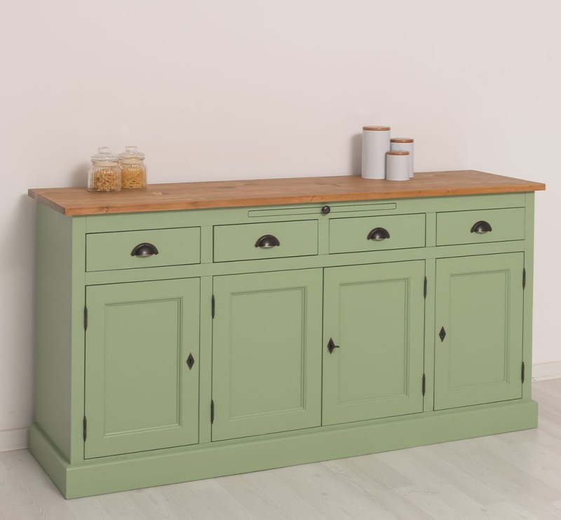 Landhaus Sideboard mit ausziehbaren Ablageflächen - Massive Kommode