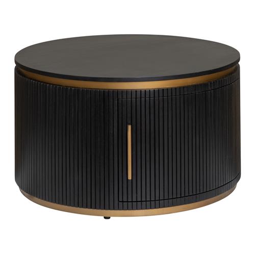 Rivello runder Couchtisch schwarz 80 cm mit Stauraum
