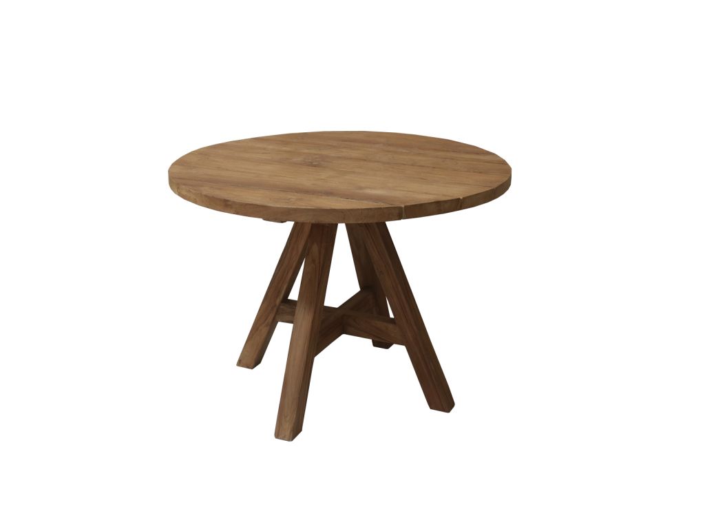 Gartentisch Koes Rund 120 cm Teak Holz massiv Outdoor Teak Tisch