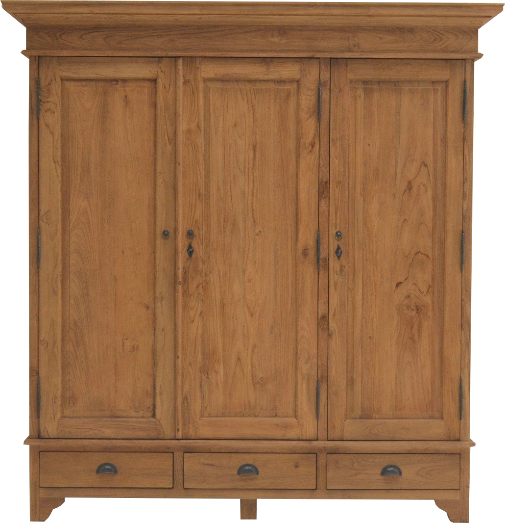 Kleiderschrank Teakholz Massiv Almeira 3-türig 180cm Teak Schrank