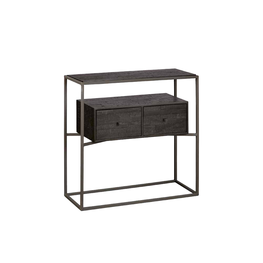 Cascia Flurtisch 75 cm schwarz lackiertes Teakholz