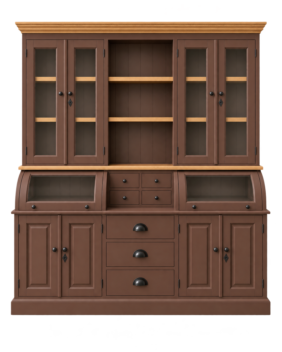 Buffet Schrank Berlin 200 cm Kastanienbraun mit Eiche- Landhaus Möbel