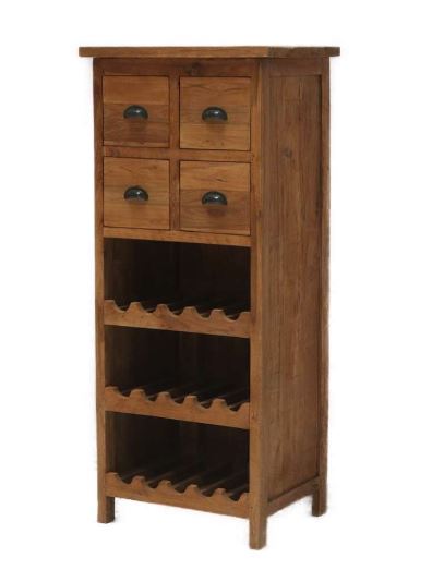 Weinschrank Teakholz Massiv Weinregal Barschrank Schrank Regal Wein