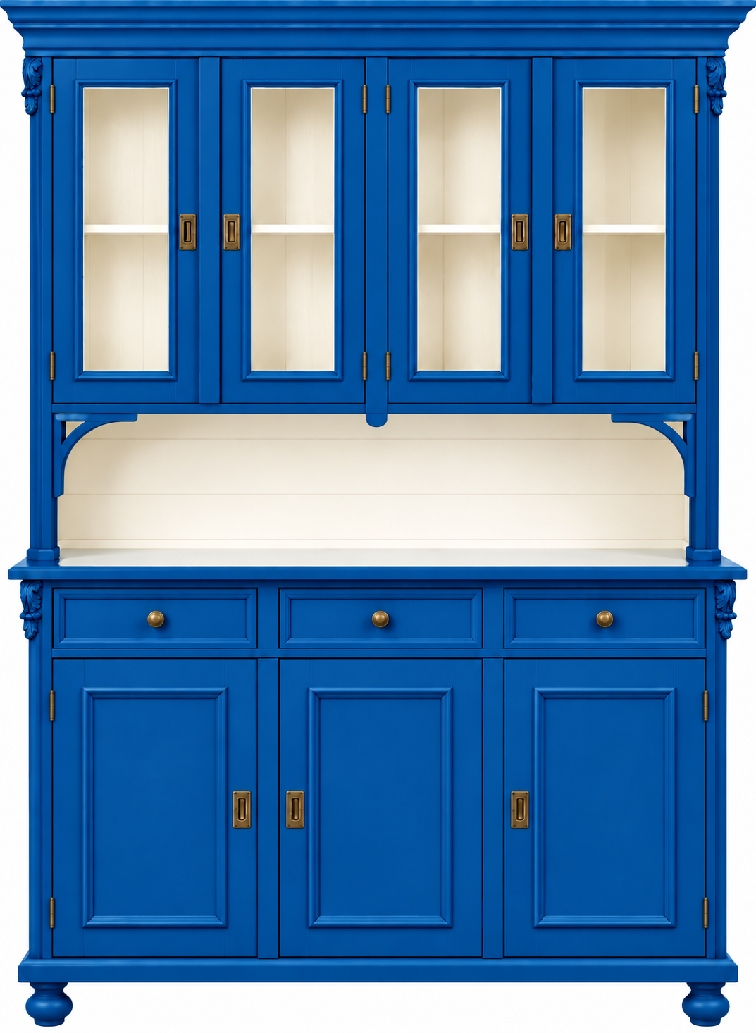Buffetschrank Landhaus Blau/weiß 160 cm aus massivem Weichholz Vitrinenschrank