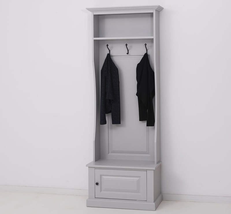 Garderobe mit Kleiderhacken - 80 cm grau