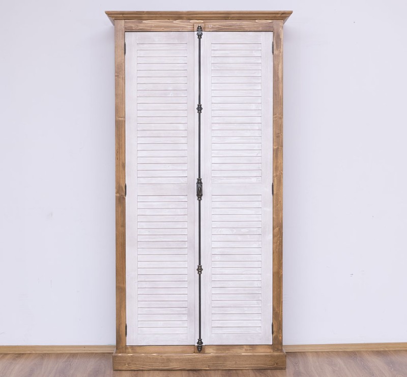 Shutter Kleiderschrank Massivholz Kiefer – 2 Lamellentüren, 109x210x40 cm