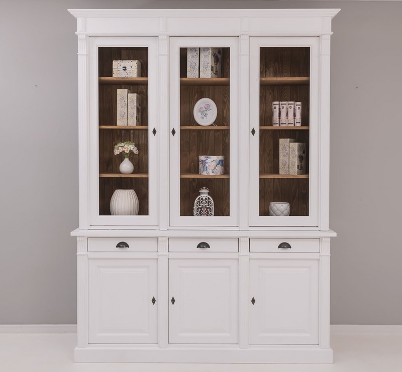 Vitrinen Schrank - im Landhausstil - Massivholz 240 cm