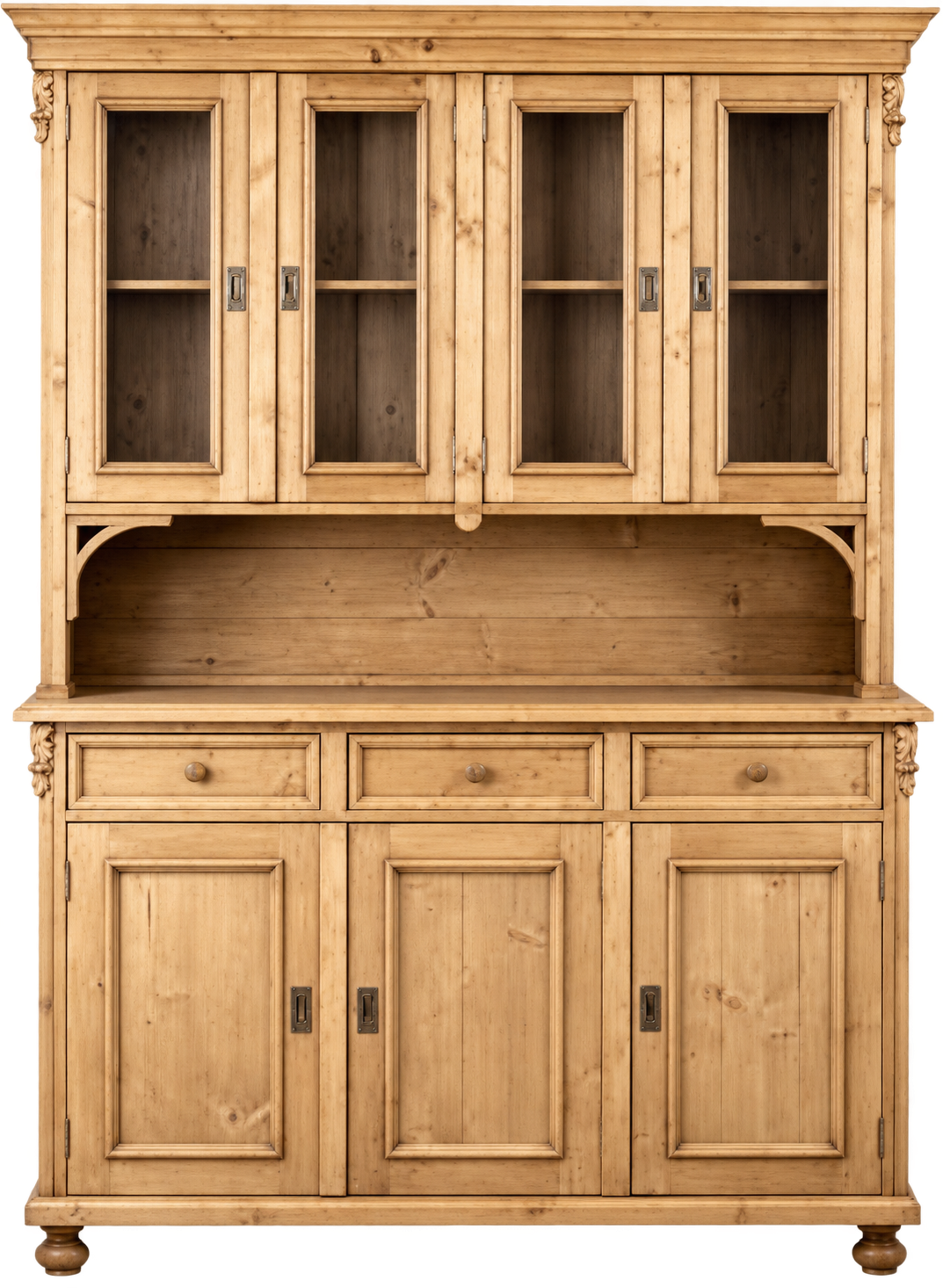 Buffetschrank Landhaus gewachst 160 cm aus massivem Weichholz Vitrinenschrank