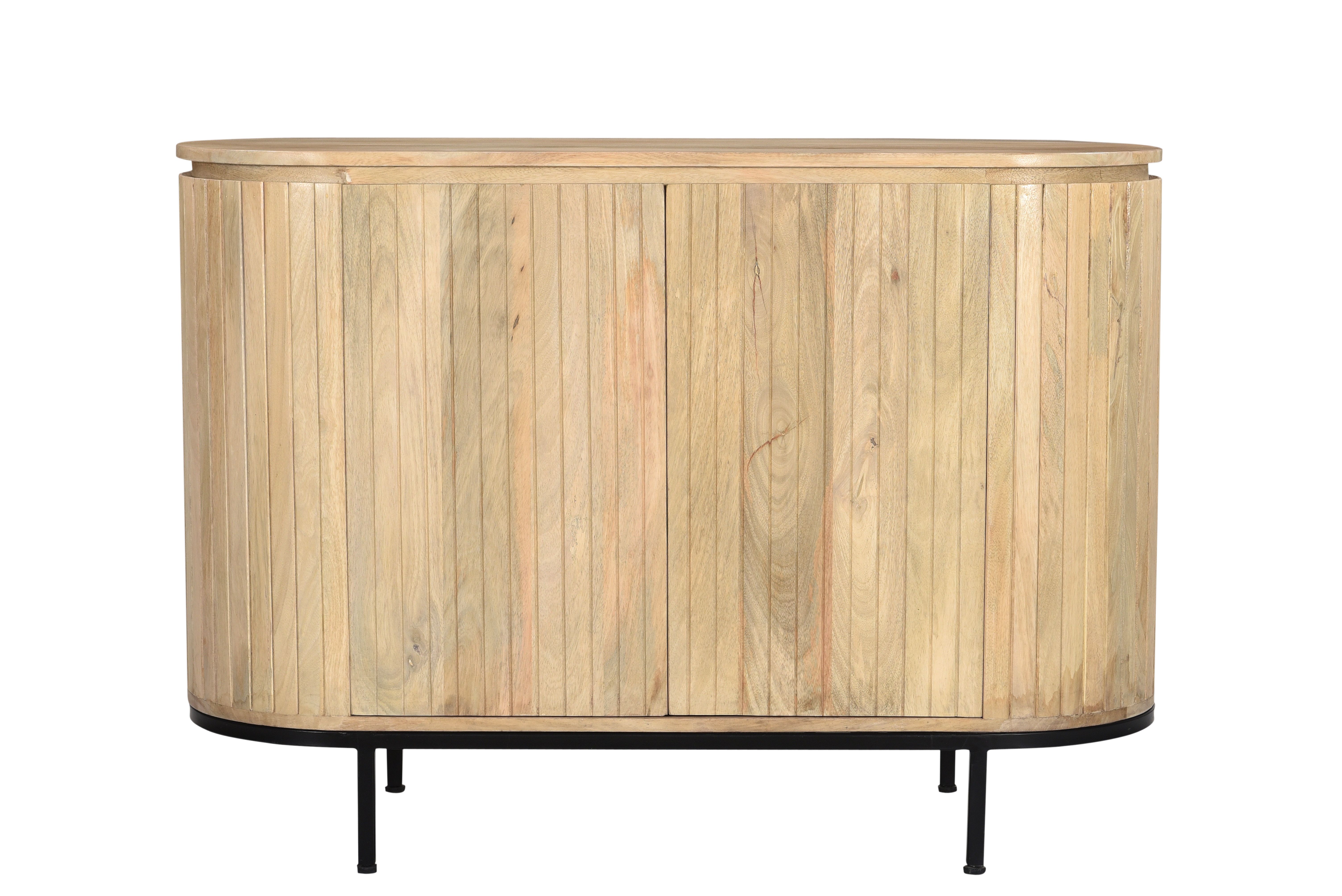 Noor Anrichte 115 cm Mangoholz 2 Türen  Mattpolitur Kommode Retro- Stil Hellfarbig