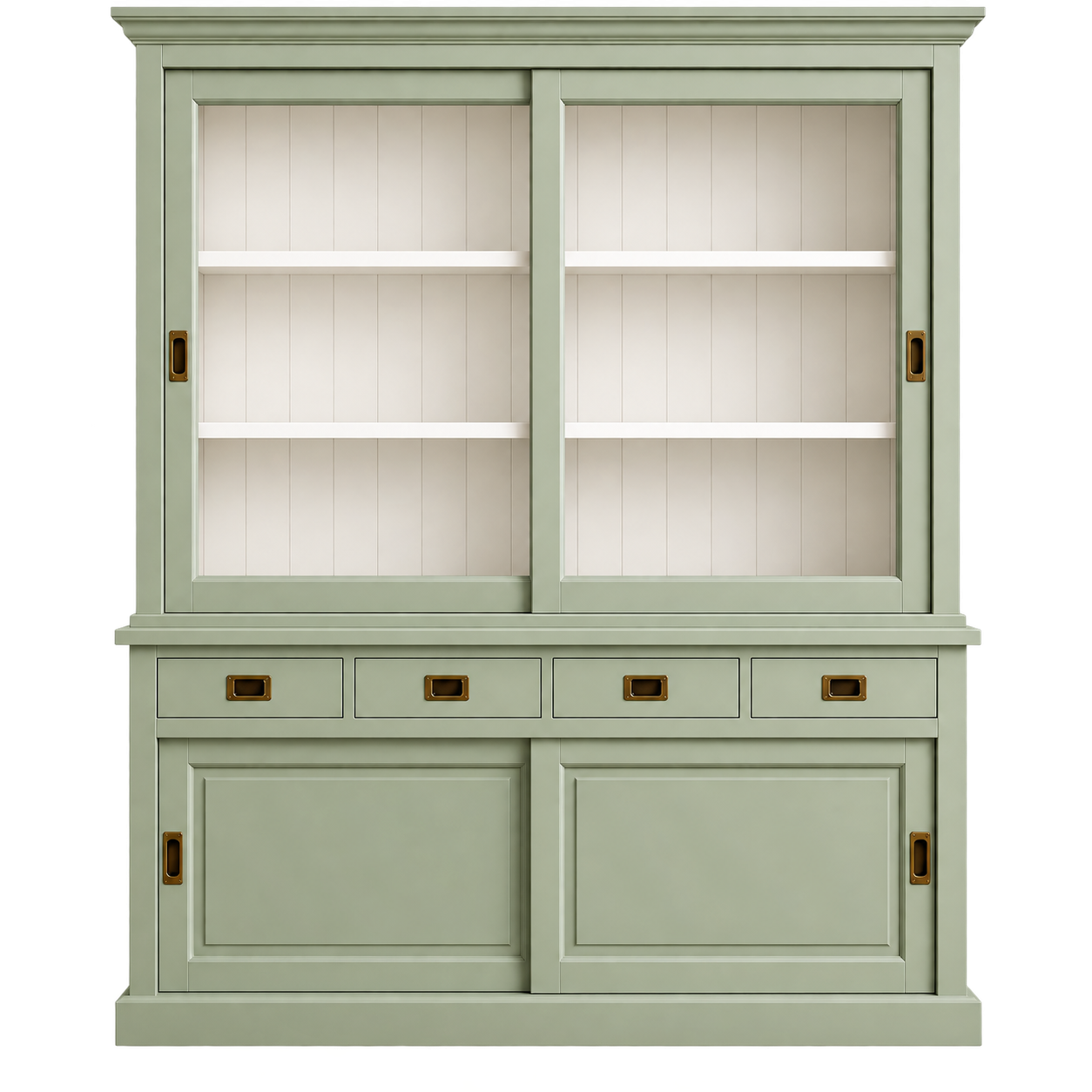 Vitrinen Schrank Neuss 180 cm blassgrün - Vitrine mit Schiebetüren