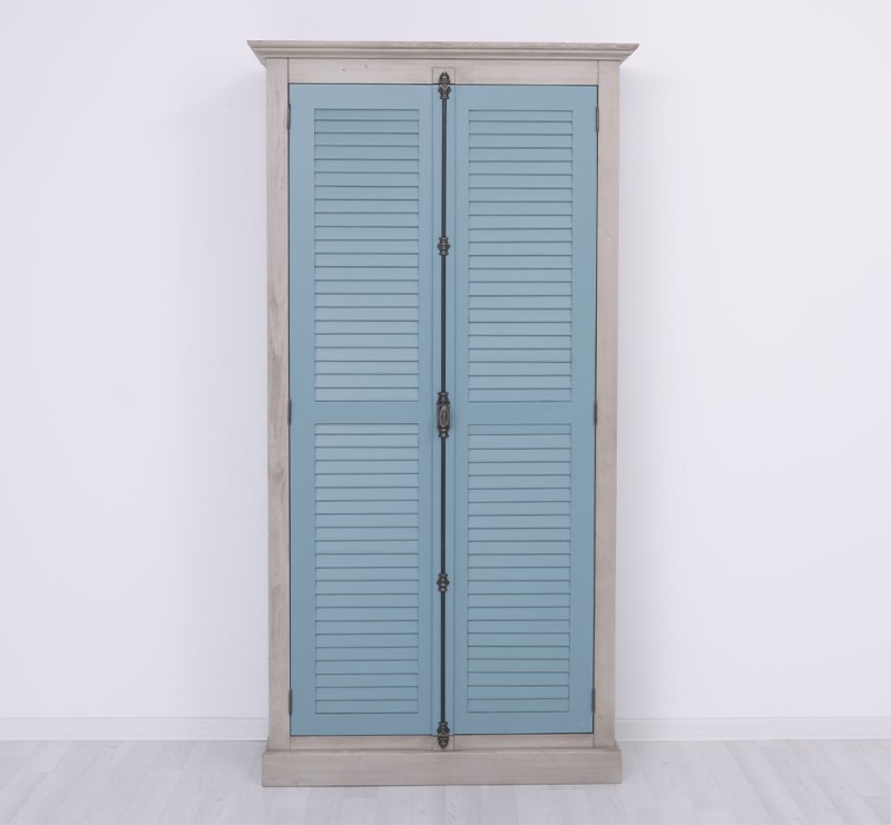 Shutter Kleiderschrank Massivholz Kiefer – 2 Lamellentüren, 109x210x40 cm