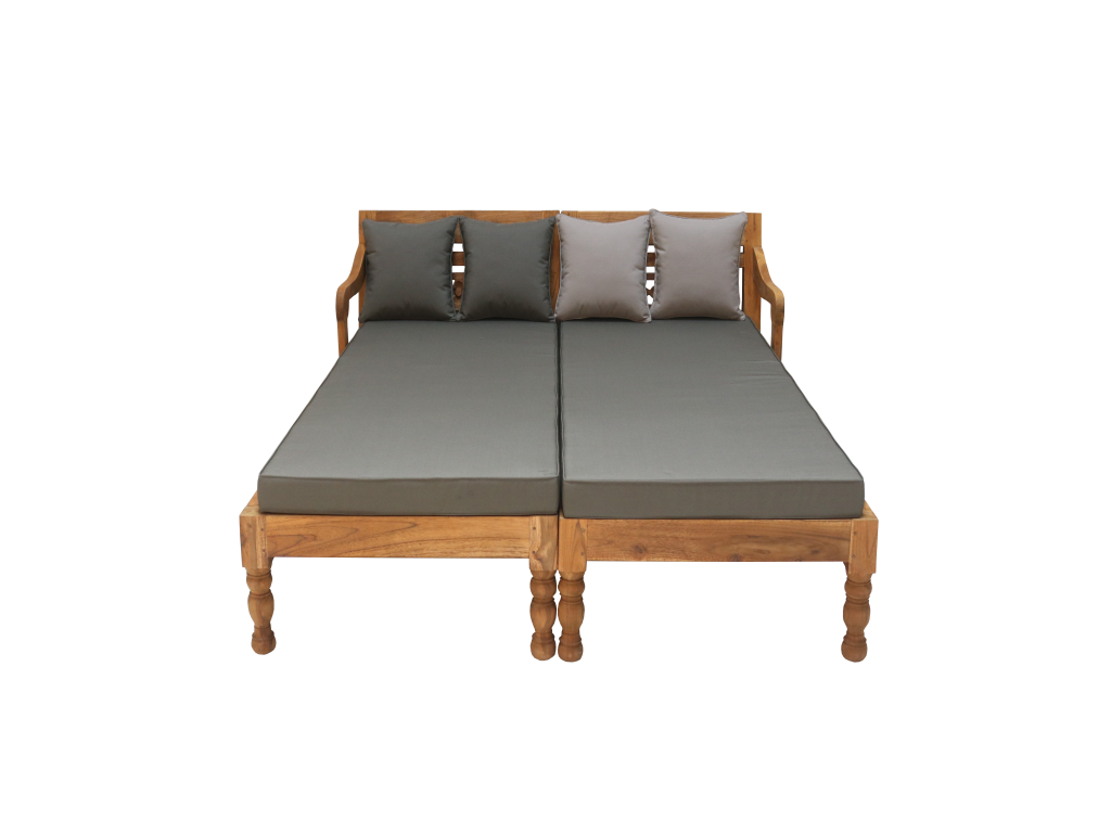 Lounge Gartenliege L/R Sonnenliege Massiv Teakholz Outdoor Möbel mit Auflage