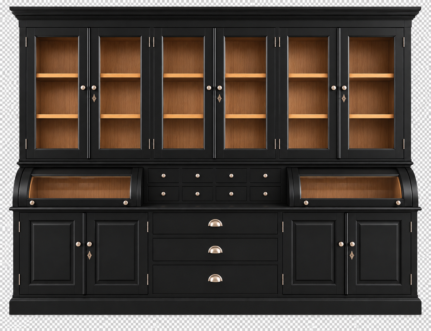 Großer Buffet Schrank Berlin schwarz mit Eiche 300 cm