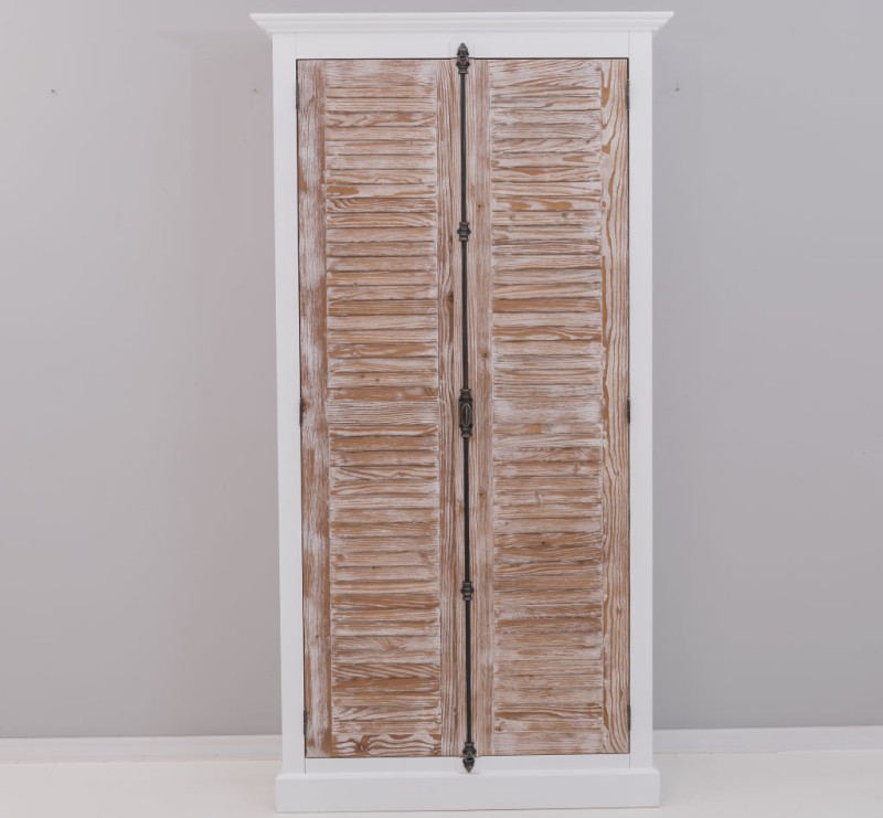 Shutter Kleiderschrank Massivholz Kiefer – 2 Lamellentüren, 109x210x40 cm