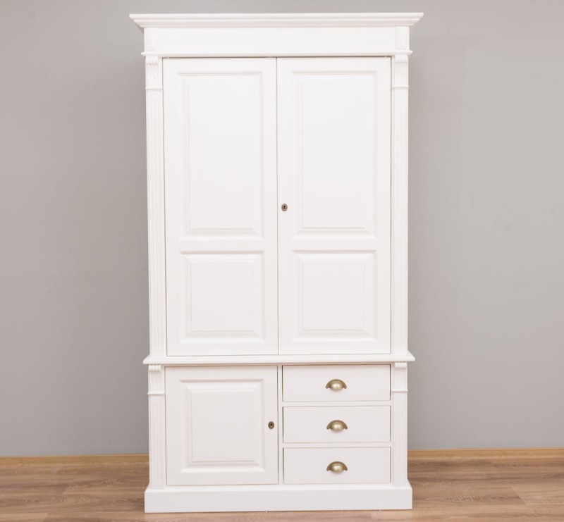 Massivholz Kiefern Kleiderschrank - 121 cm breit - Landhaus