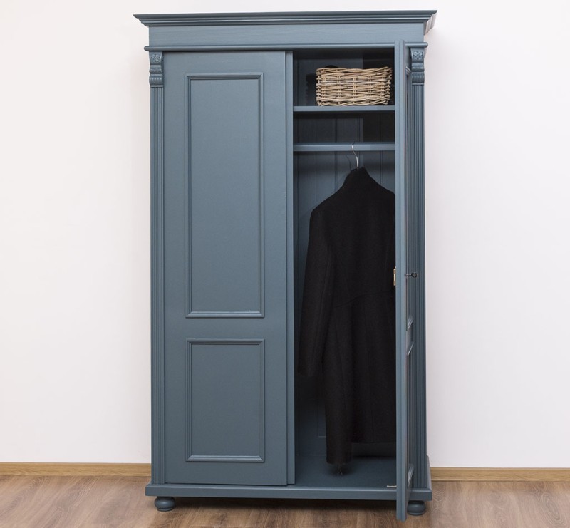 Kleiderschrank Massivholz Kiefer – 110x180x58 cm, mit Kleiderstange & Einlegeboden