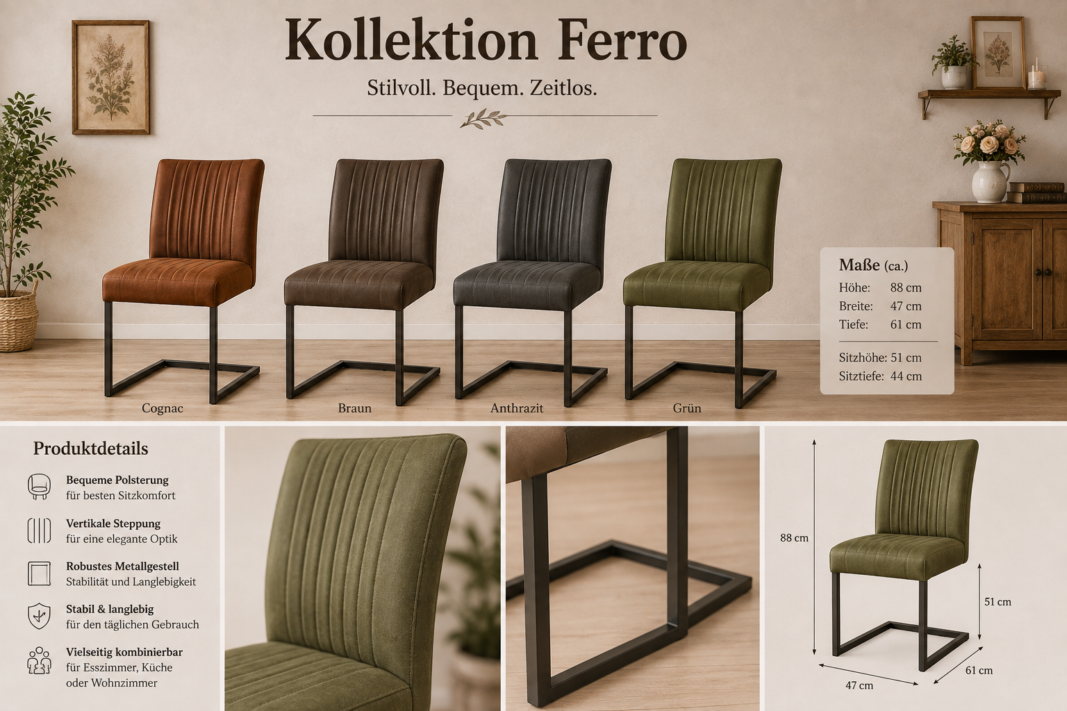 Stuhl Ferro Industrie Design - Esszimmerstuhl in verschiedenen Farben
