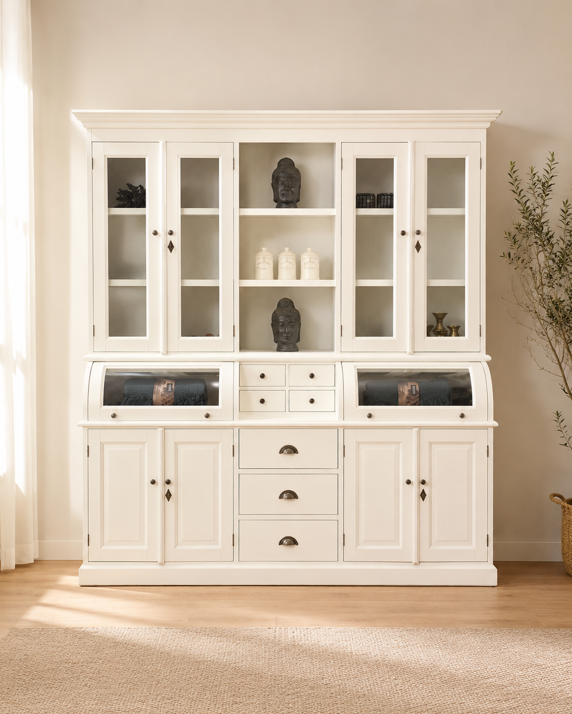 Buffet Schrank Berlin im Landhausstil – weiß, 210 cm