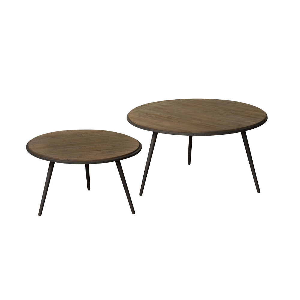 Rolo Couchtisch 2er Set 74cm Teak Holz