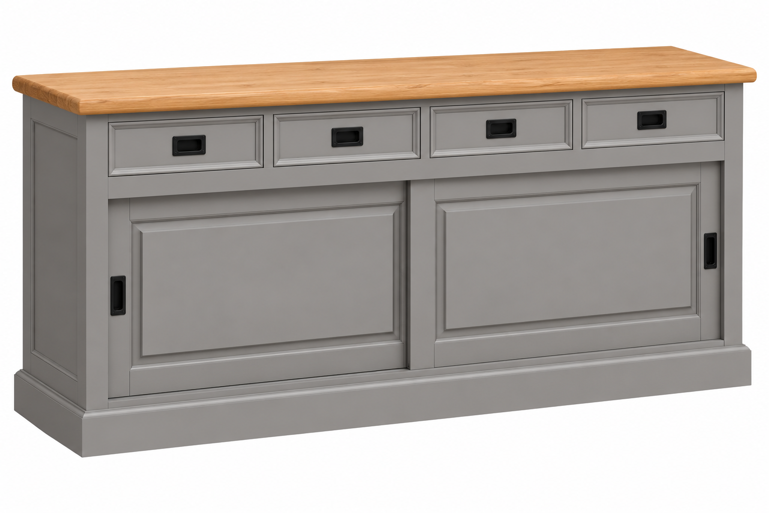 Sideboard Neuss grau/eiche 180 cm mit Schiebetüren im Landhaus Stil
