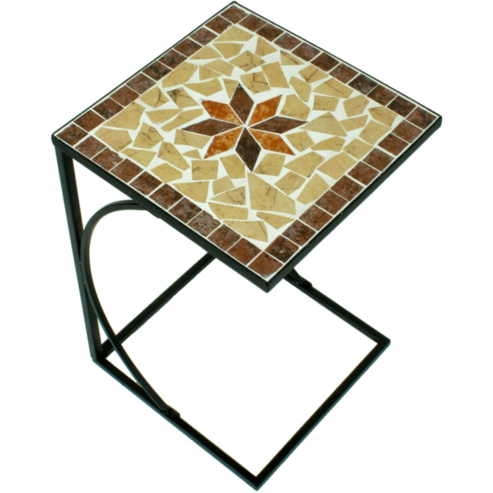 Beistelltisch AMARILLO Metall, Mosaik braun/ocker/beige