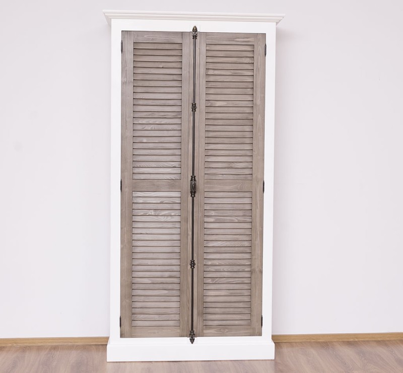 Shutter Kleiderschrank Massivholz Kiefer – 2 Lamellentüren, 109x210x40 cm