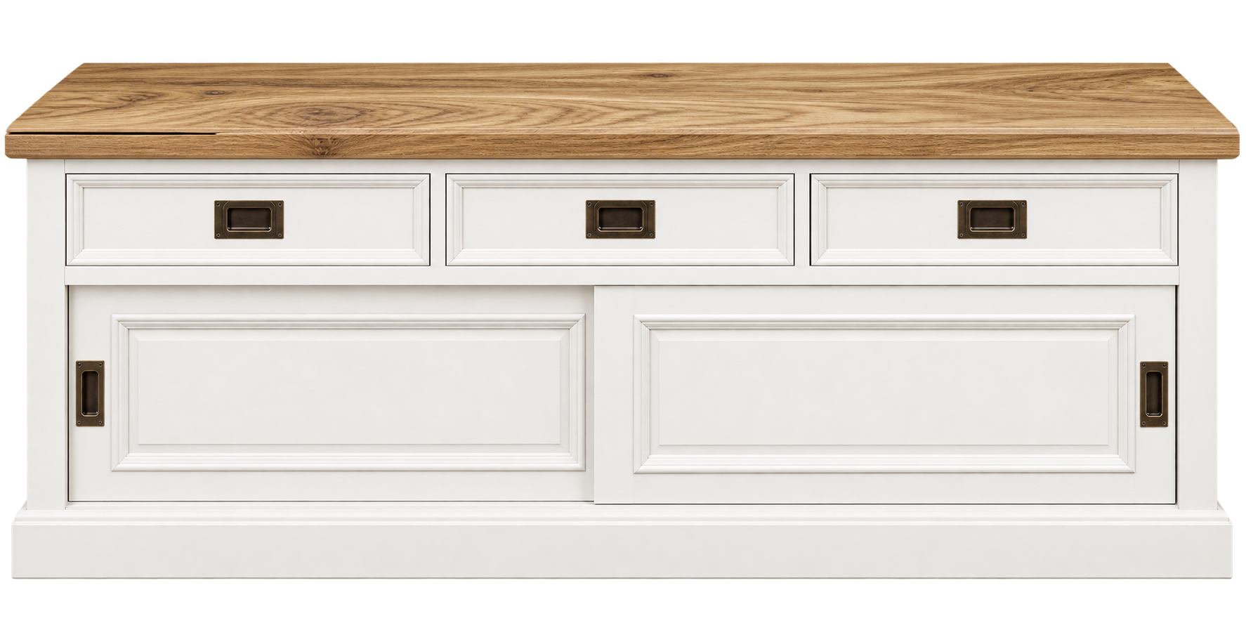 TV Board Neuss 165 cm weiß/eiche - Lowboard mit Schiebetüren