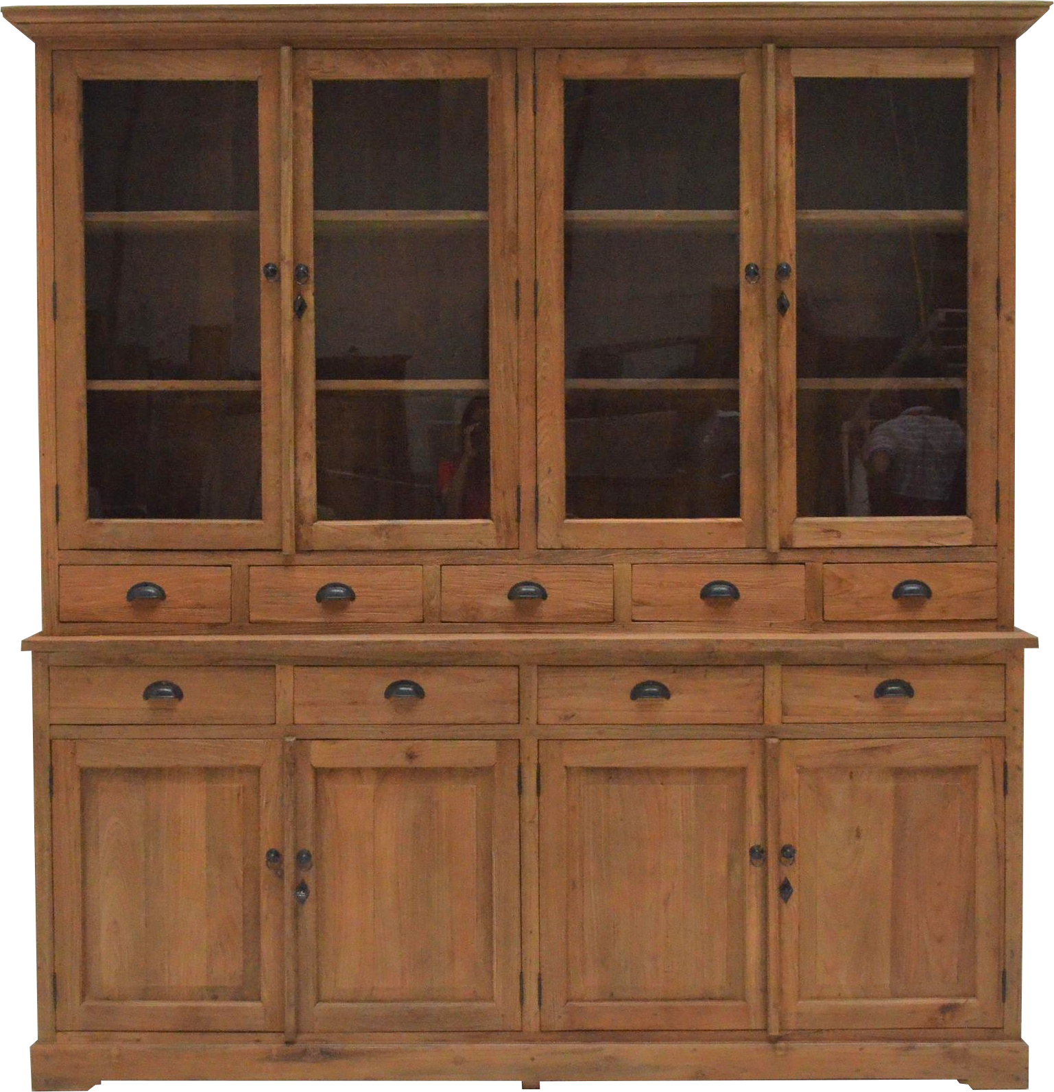 Vitrinen Schrank  Premium Teak Ladenschrank