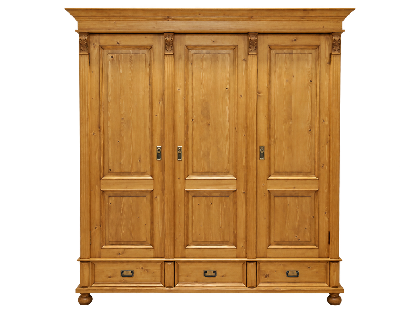 Premium Landhaus Kleiderschrank 3-türig, Massivholz Schrank im Landhaus Stil