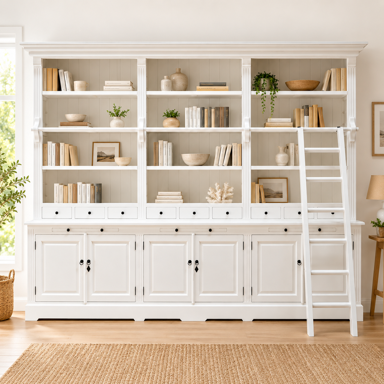 Bücherschrank Heine aus Teakholz 320 cm, mehrteilig
