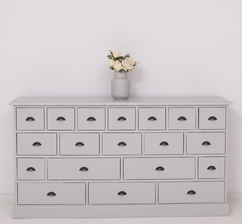 Apothekerschrank 180 cm breit, 19 Schubladen Kommode Landhaus