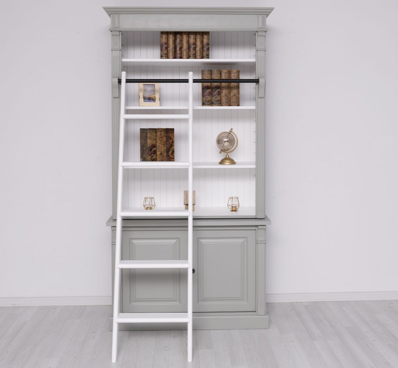 2-türiges Bücherregal mit Leiter 120 cm Bücherwand-