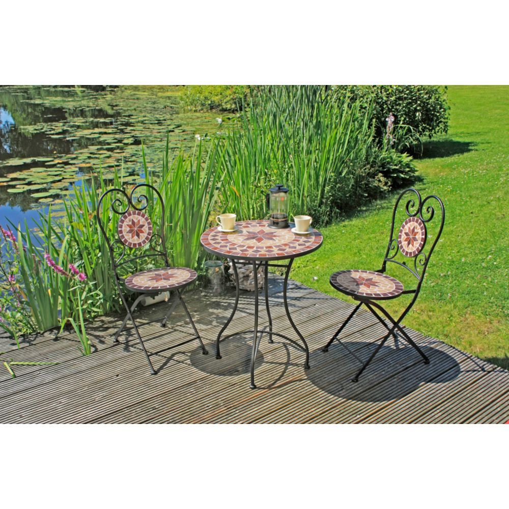 Bistro Set Amarillo Mosaik 3-teilig, Garten, Terrasse, Balkon