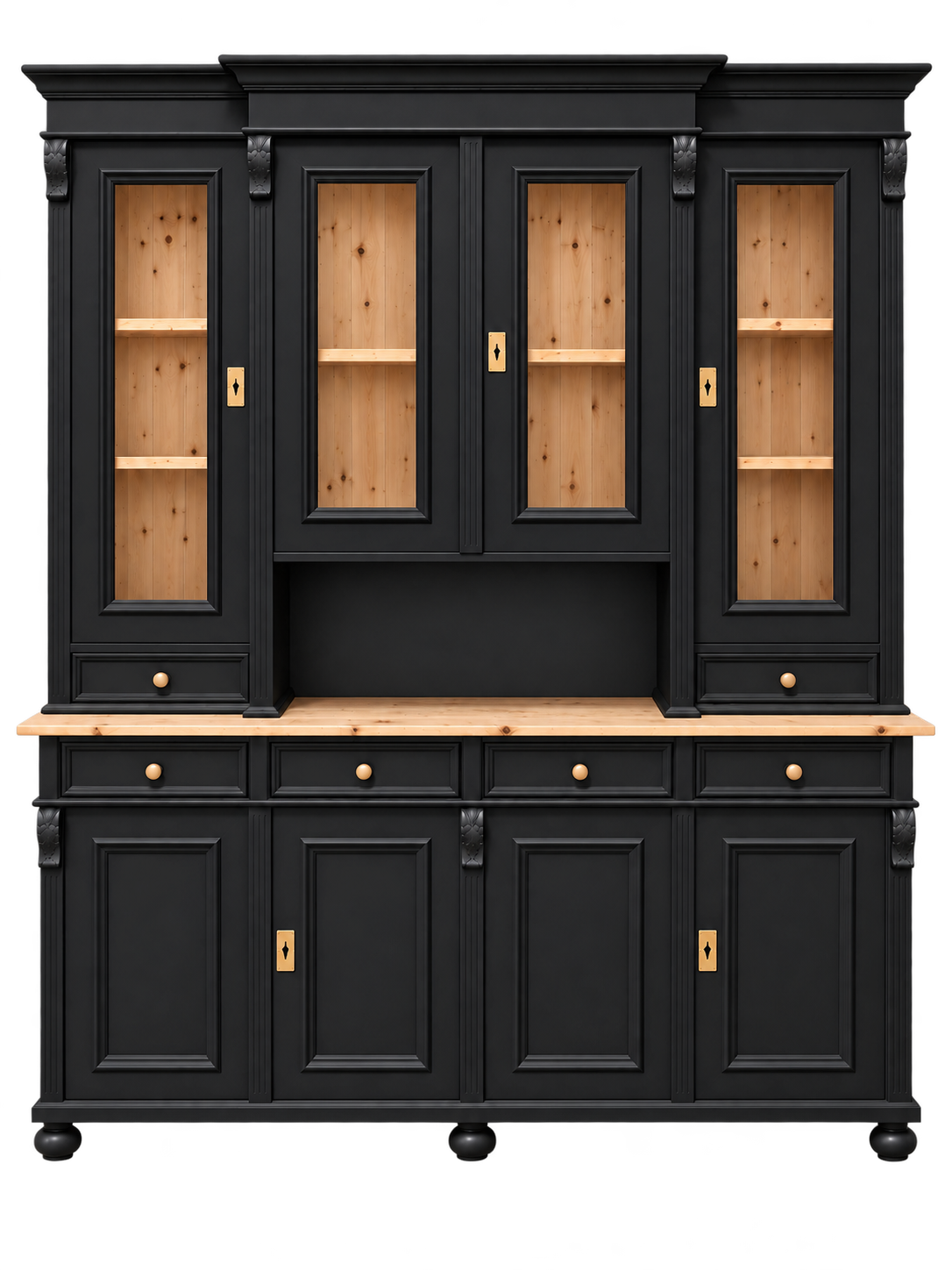 Premium Küchenschrank Buffetschrank Landhaus Massivholz mit Türen und Schubladen