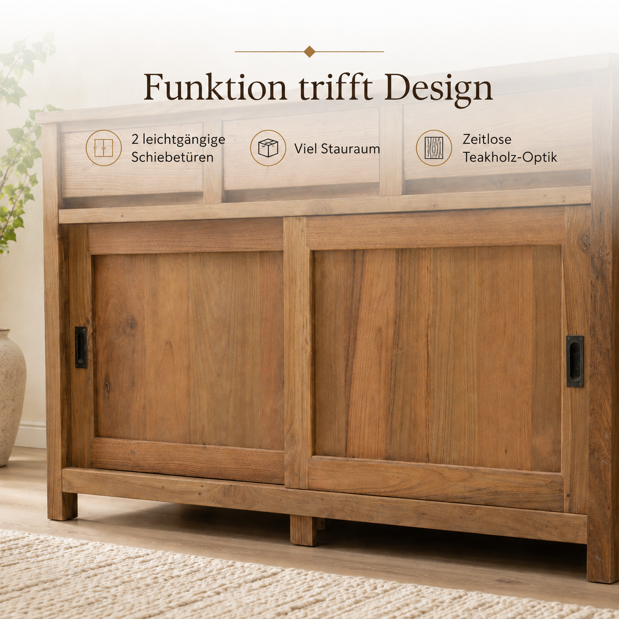 Sideboard Regensburg 160 cm - Teak massiv Kommode