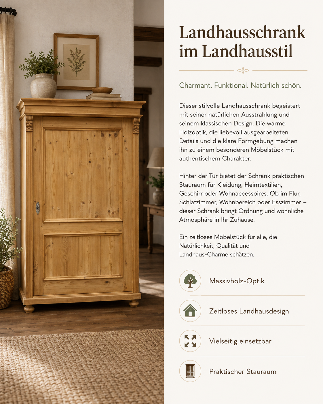 Jugendstil Weichholz Schrank