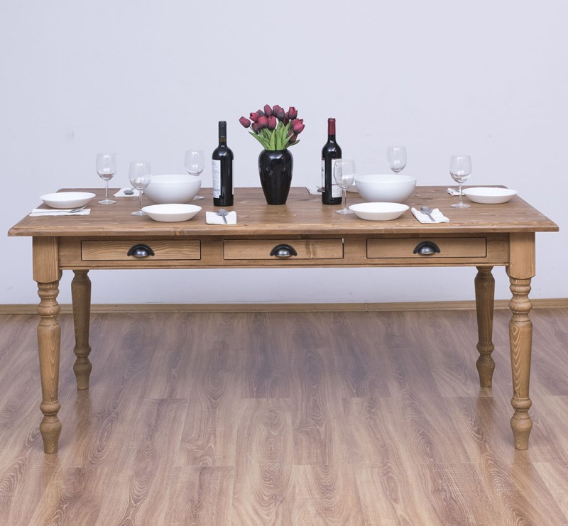 Massivholz Esstisch 210 X 90 cm gewachst - Landhaus Tisch