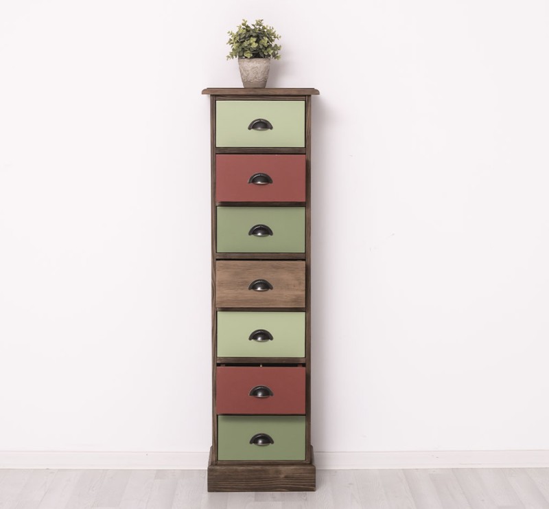 Schmale Schubladensäule im Landhausstil lackiert
