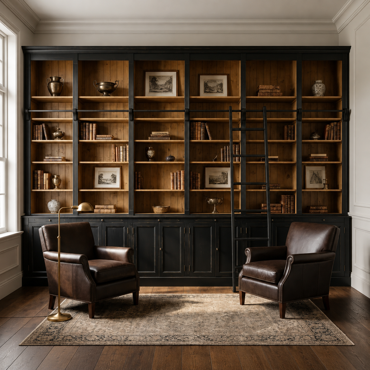 Bibliothekswand Bücherregal Massivholz 500 cm x 290 cm