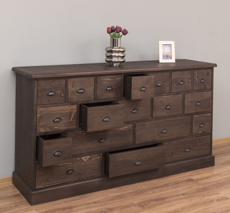 Apothekerschrank 180 cm breit, 19 Schubladen Kommode Landhaus