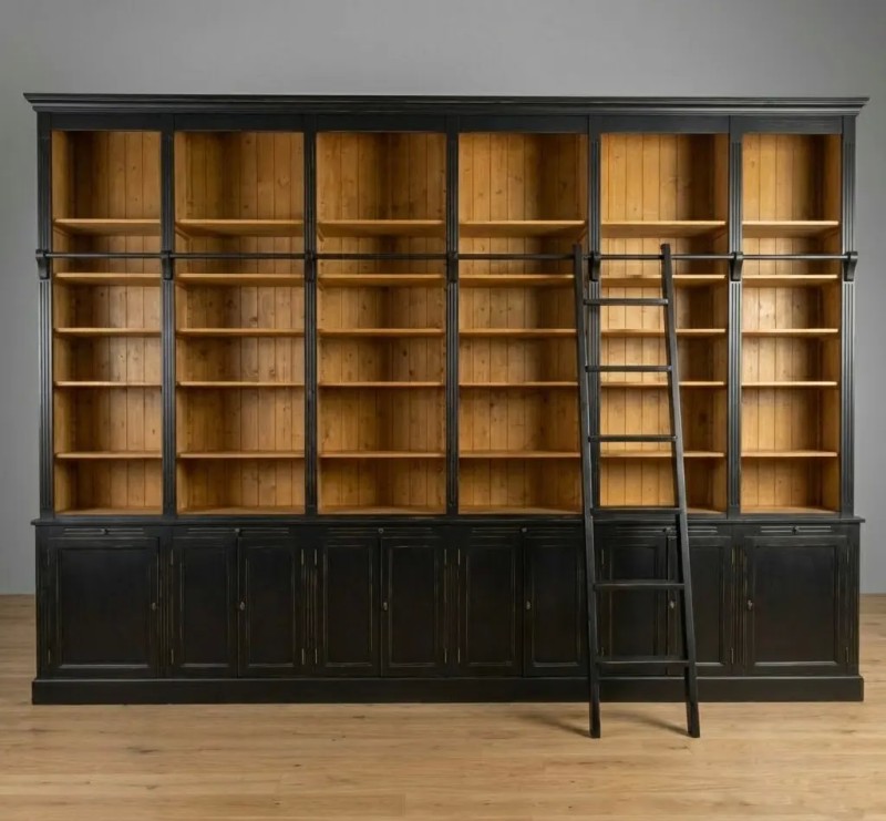 Bibliothekswand Bücherregal Massivholz – 5 Meter, Kiefer, Premium Qualität